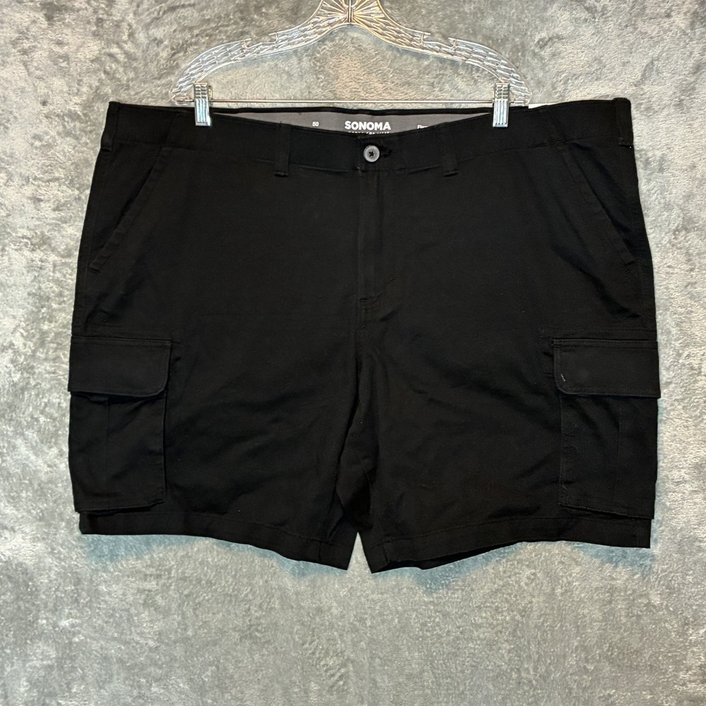 Sonoma Mens Flexwear Everyday Cargo Short 50 Big Tall Black Neutral Classic NWT